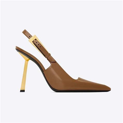 ysl brown slingback